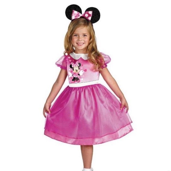 Disney Minnie Mouse Toddler girl Size 2T Halloween Costume pink dress & ears. - Picture 1 of 8